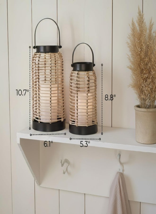 KIBAGA Natural Rattan Boho Lanterns - Handcrafted Decor to Enhance Your Home - Modern Farmhouse Beauty Perfect for Any Living Room, Patio & Porch, Indoor and Outdoor Coffee Table or Kitchen Dining Table - Image 5