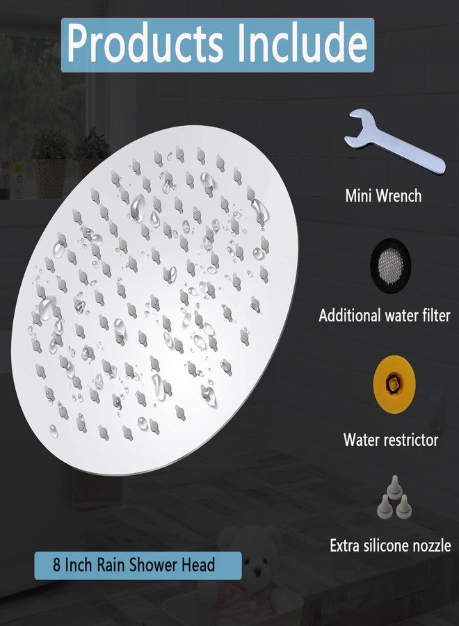 Katezon Rain Shower Head, Katezon High Pressure Rainfall Showerhead Stainless Steel, Bathroom Waterfall Shower Universal Wall Ceiling Mount (8'', Chrome) - Image 4