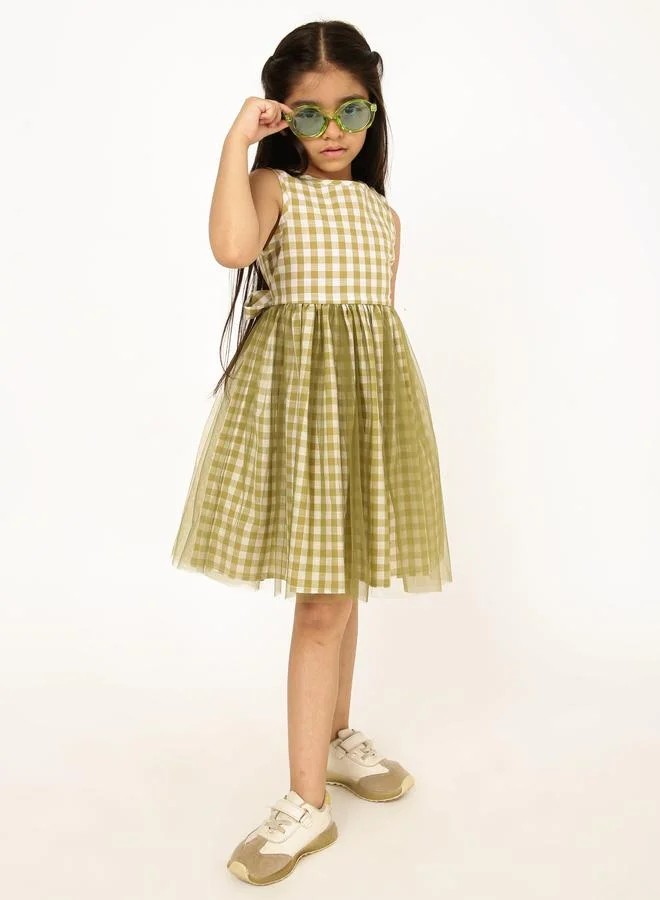 Styli Gingham Tulle Dress