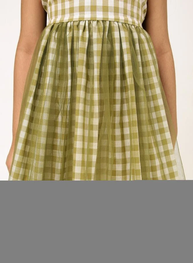 Styli Gingham Tulle Dress