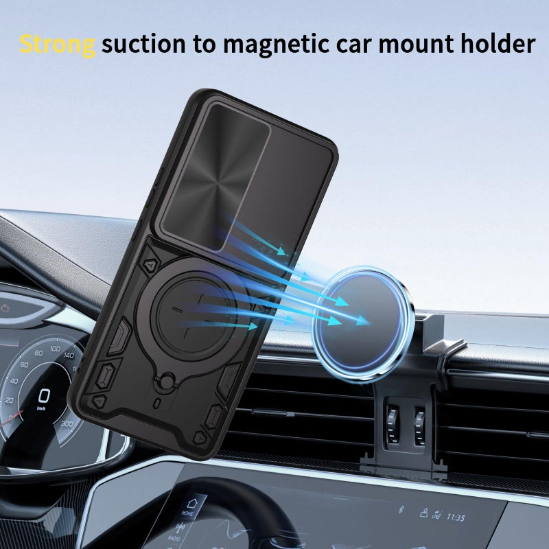 إيروريكس جراب هاتف مغناطيسي منزلق بنسيج CD لهاتف vivo V50 Lite 4G (أسود) - Image 5