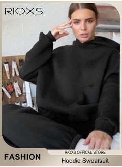RIOXS Womens Hoodie Sweatsuit 2 Pieces Outfits Matching Sets Long Sleeve Hooded Pullover Sweatshirts And Sweatpants Tracksuits Joggers Sweat Sets Casual Fashion Jogger Tacksuits  - Image 3