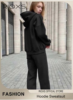 RIOXS Womens Hoodie Sweatsuit 2 Pieces Outfits Matching Sets Long Sleeve Hooded Pullover Sweatshirts And Sweatpants Tracksuits Joggers Sweat Sets Casual Fashion Jogger Tacksuits  - Image 4
