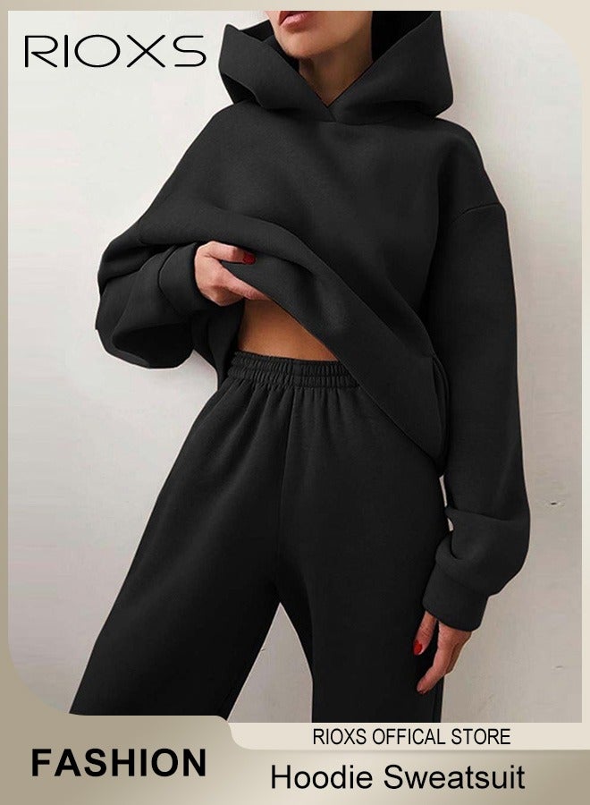 Womens Hoodie Sweatsuit 2 Pieces Outfits Matching Sets Long Sleeve Hooded Pullover Sweatshirts And Sweatpants Tracksuits Joggers Sweat Sets Casual Fashion Jogger Tacksuits
