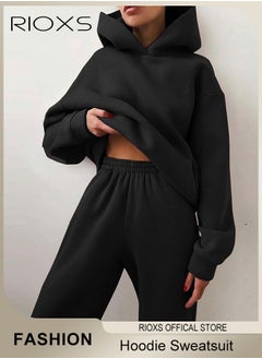 RIOXS Womens Hoodie Sweatsuit 2 Pieces Outfits Matching Sets Long Sleeve Hooded Pullover Sweatshirts And Sweatpants Tracksuits Joggers Sweat Sets Casual Fashion Jogger Tacksuits  - Image 1