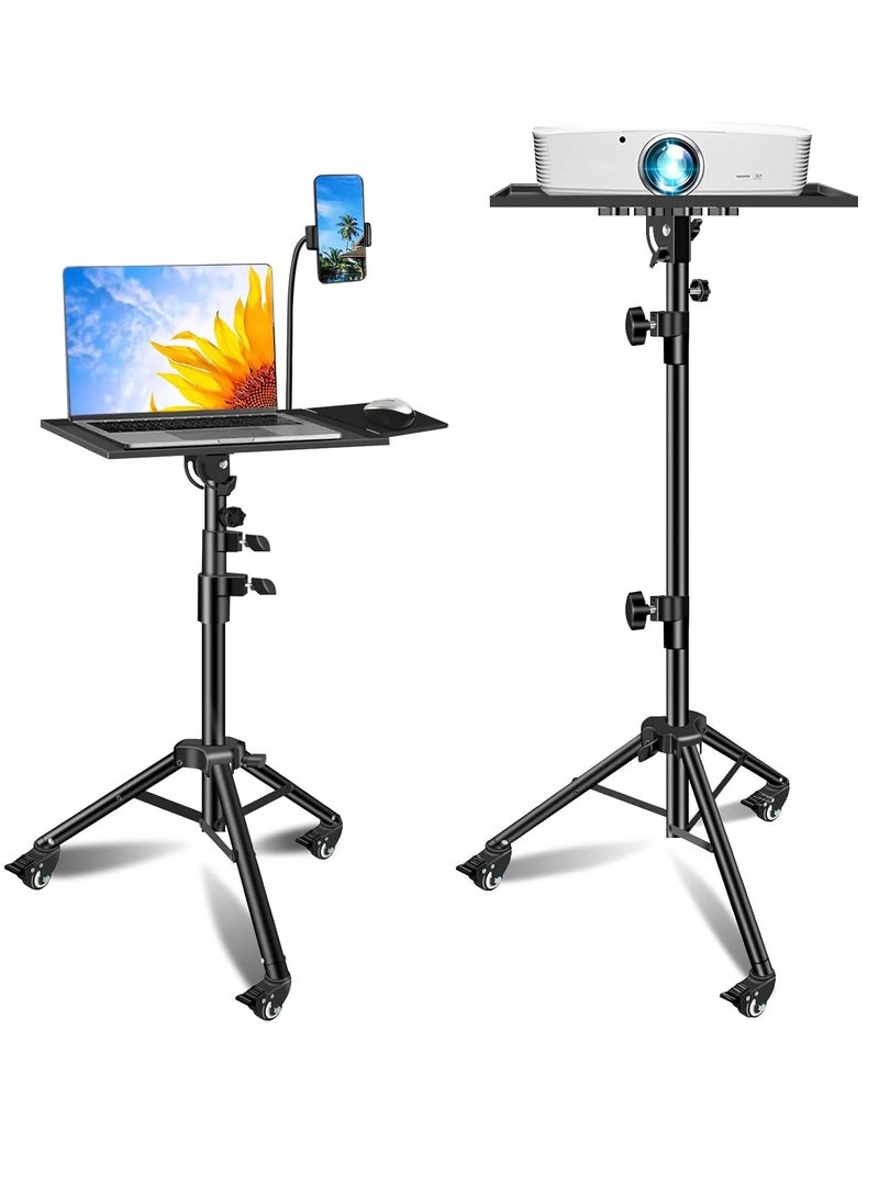 Projector Stand, Sturdy Durable Metal Laptop Tripod Stand with Wheels  - Image 1