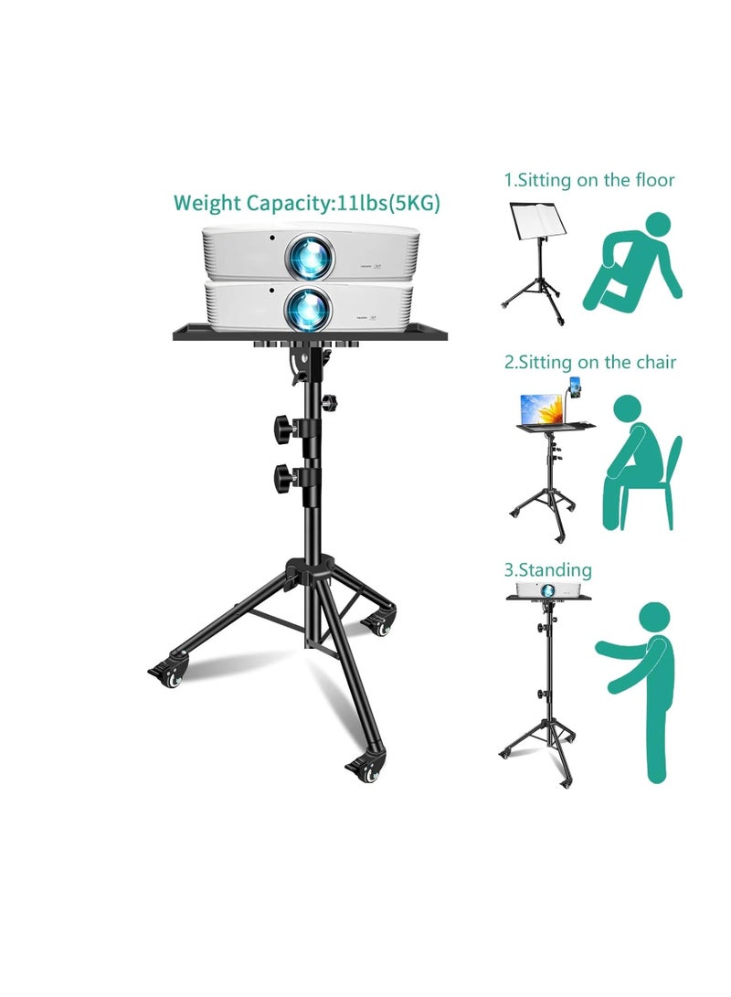 Projector Stand, Sturdy Durable Metal Laptop Tripod Stand with Wheels  - Image 2