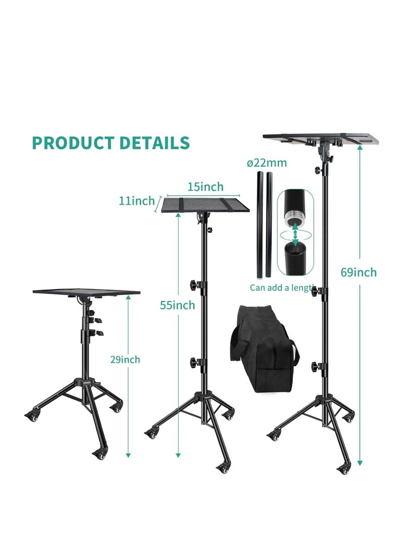 Projector Stand, Sturdy Durable Metal Laptop Tripod Stand with Wheels  - Image 3