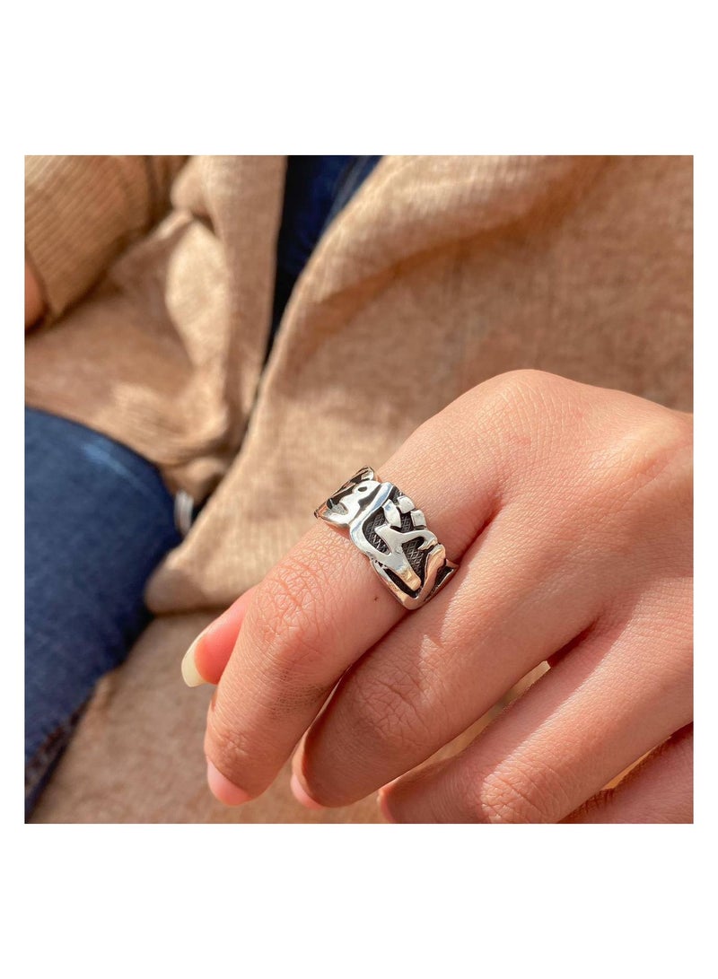 Akhet A 925 silver ring for women with the Qur’anic verse written on it (Do not be afraid and do not be sad), designed free size - Image 2