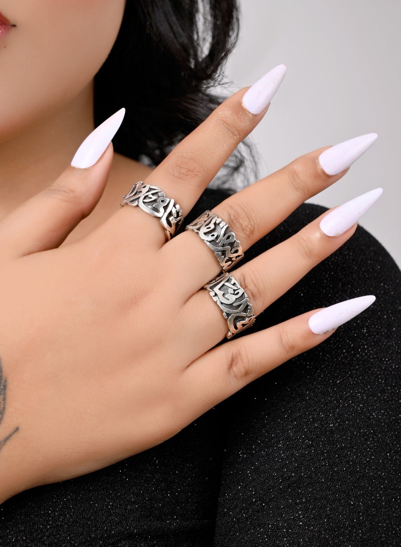 Akhet A 925 silver ring for women with the Qur’anic verse written on it (Do not be afraid and do not be sad), designed free size - Image 4