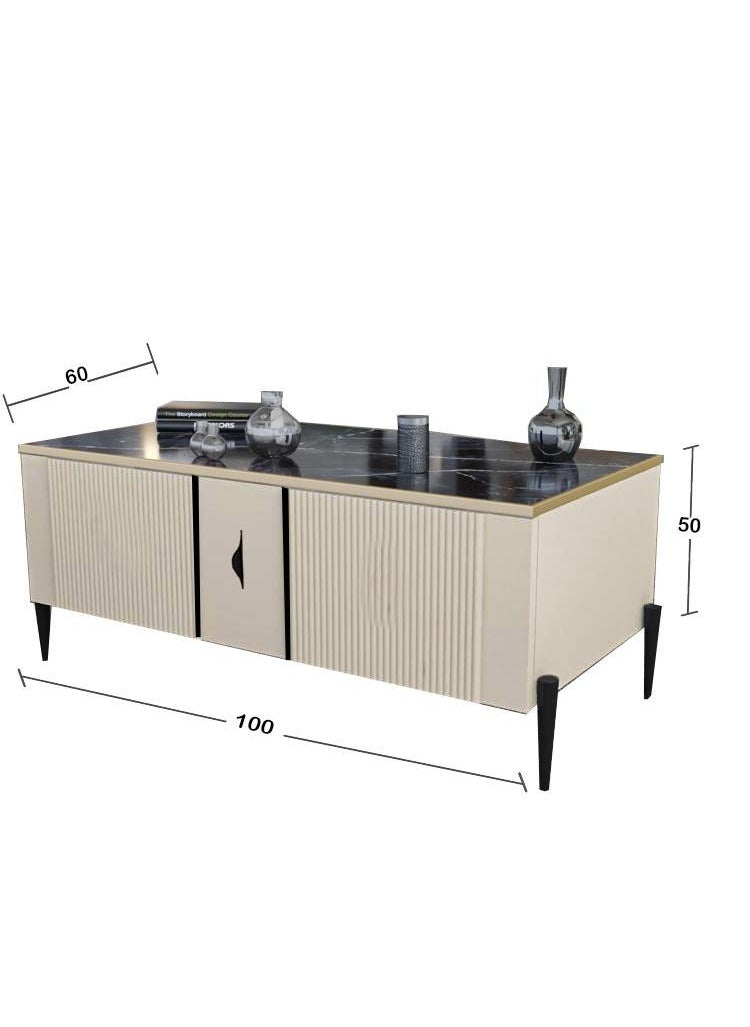 ZAHRAT ALFKHAMAH TV table and coffee table set beigeblack  - Image 5