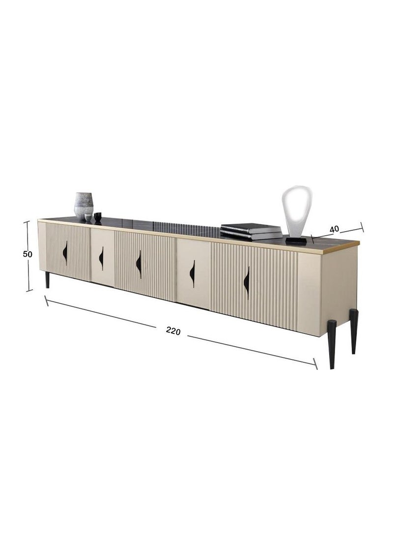 ZAHRAT ALFKHAMAH - TV table and coffee table set beigeblack - Image 1