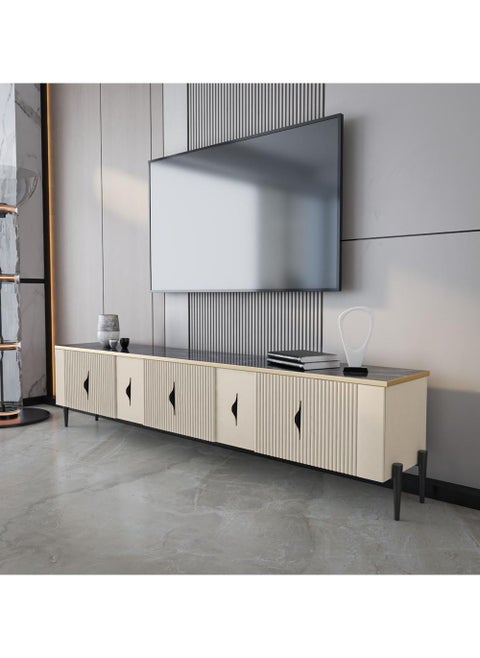 TV table and coffee table set beigeblack