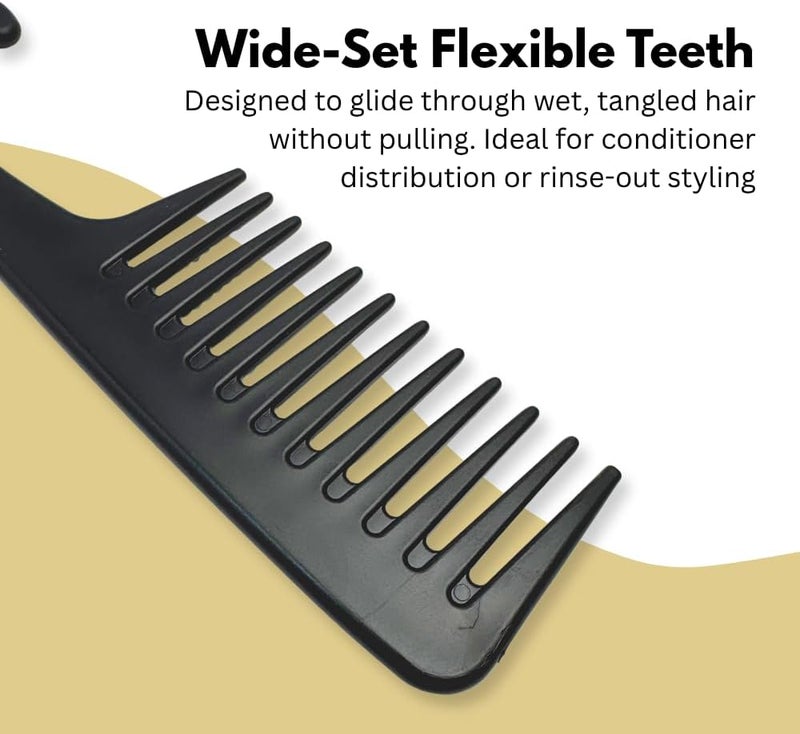 Glitters Wide Tooth Shower Comb with Hook, 2 Pack - Pink and Black - Image 2