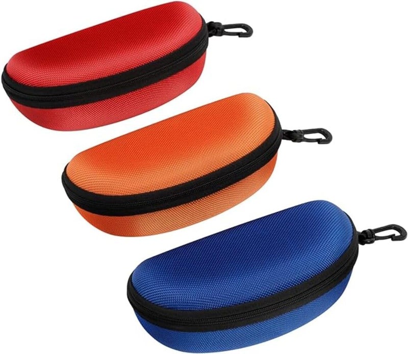 ZONLY 3 Pack Sunglasses Case Portable Travel Zipper Eyeglasses Case Hook With Cleaning Cloth - Image 5