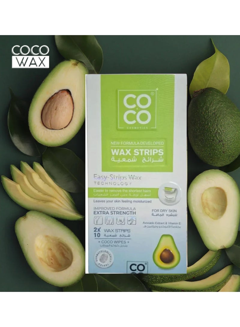 كوكو شرائط شمع سهلة بخلاصة الأفوكادو وفيتامين E للبشرة الجافة، 2 × 10 قطع - Image 4