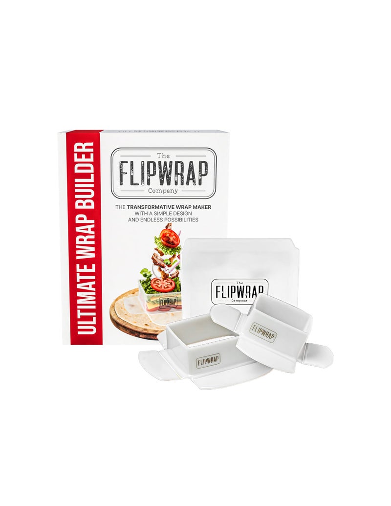 The Flipwrap Company The Flipwrap - Burrito Maker and Wrap Maker Kit, Dual Size Tortilla Folder for 10 & 7 Inch Wraps with Tamper Cutter and Storage Box - Image 1