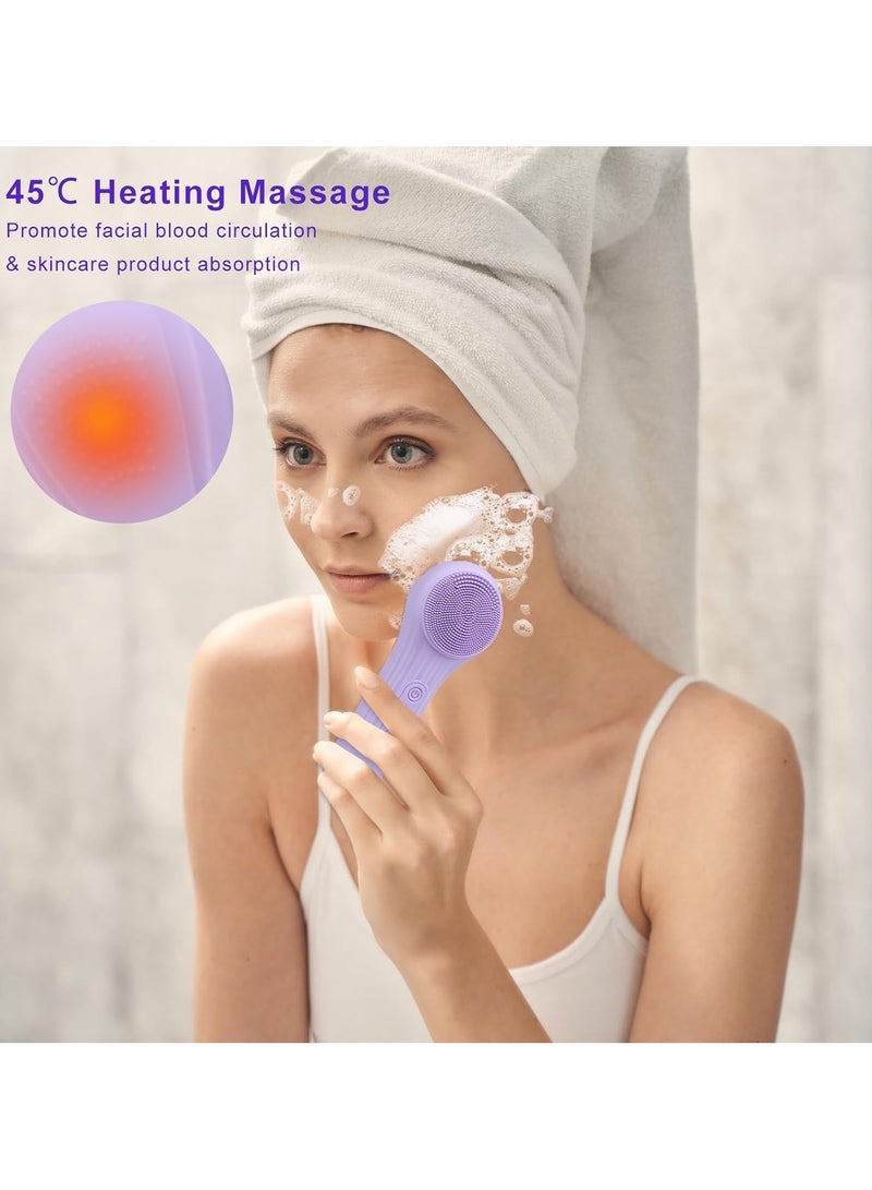 Generic Silicone Sonic Face Scrubber, Rechargeable Facial Cleansing Brush for Women & Men, Face Brush for Cleaning and Deep Cleansing and Exfoliating, Purple  - Image 3