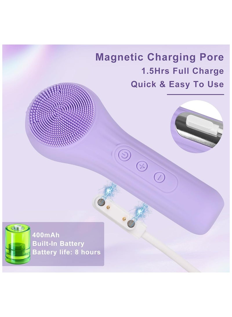 Generic Silicone Sonic Face Scrubber, Rechargeable Facial Cleansing Brush for Women & Men, Face Brush for Cleaning and Deep Cleansing and Exfoliating, Purple  - Image 4