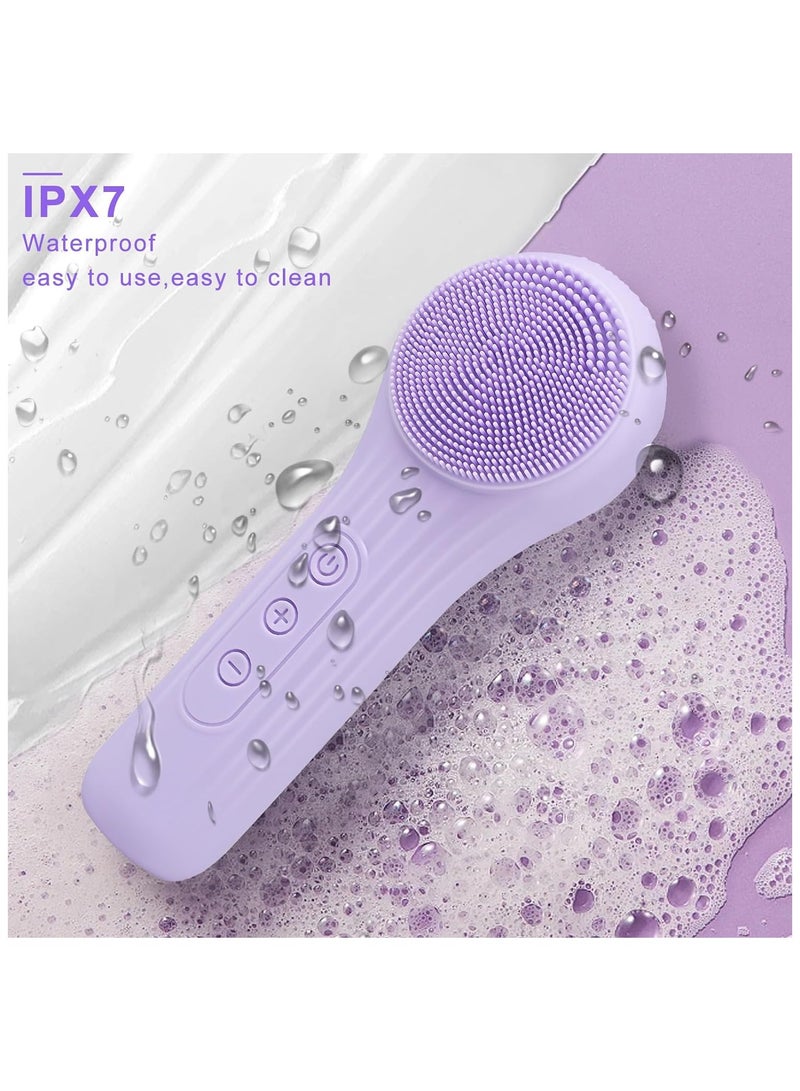 Generic Silicone Sonic Face Scrubber, Rechargeable Facial Cleansing Brush for Women & Men, Face Brush for Cleaning and Deep Cleansing and Exfoliating, Purple  - Image 5