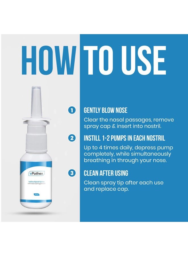 EPOTHEX Saline Nasal Spray with Iota Carrageenan | Powerful Moisturizing Nasal Cleanser | Helps Prevent Dry Sinuses | Long Lasting | 30 ml - Image 2