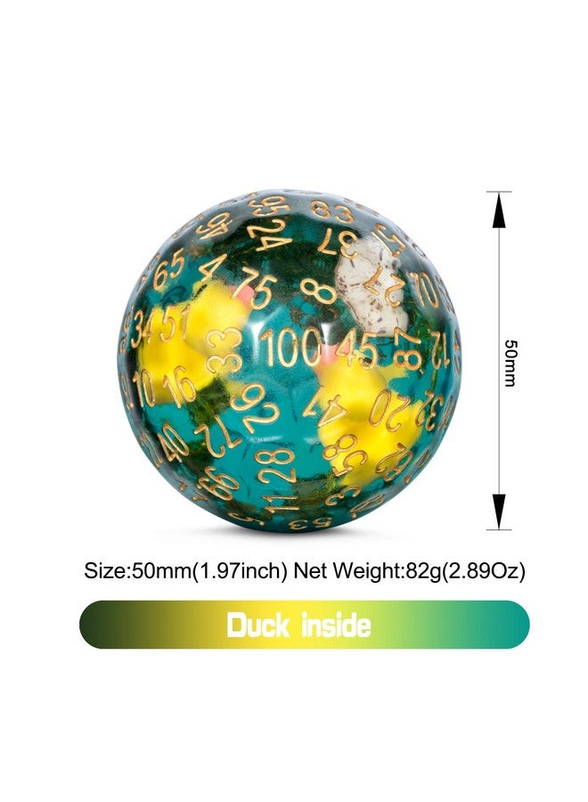 DNDND DNDND D100 Dice with Duck Inside Resin 100 Sided Die with Translucent Pouch for DD  - Image 2