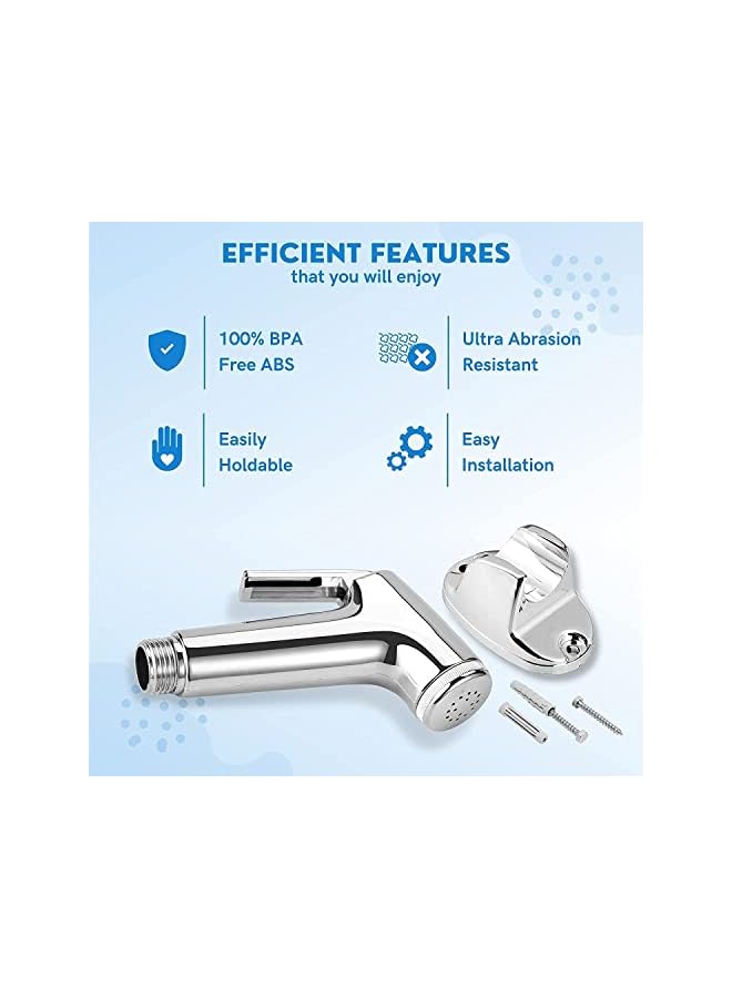 The Bros Toilet Shattaf Set(Crome Plated) Handheld Bidet Sprayer with Adjustable Water Pressure Control, Wash Shattaf Toilet Spray, Bathroom Sprayer with Complete Accessories - Image 5