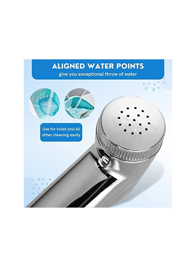 The Bros Toilet Shattaf Set(Crome Plated) Handheld Bidet Sprayer with Adjustable Water Pressure Control, Wash Shattaf Toilet Spray, Bathroom Sprayer with Complete Accessories - Image 3
