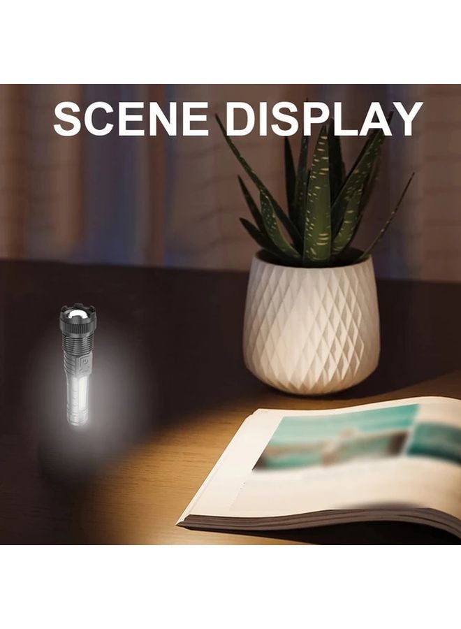 2pcs Black Rechargeable LED Flashlight High Brightness 5 Modes Zoomable Beam IP44 Outdoor - Image 5