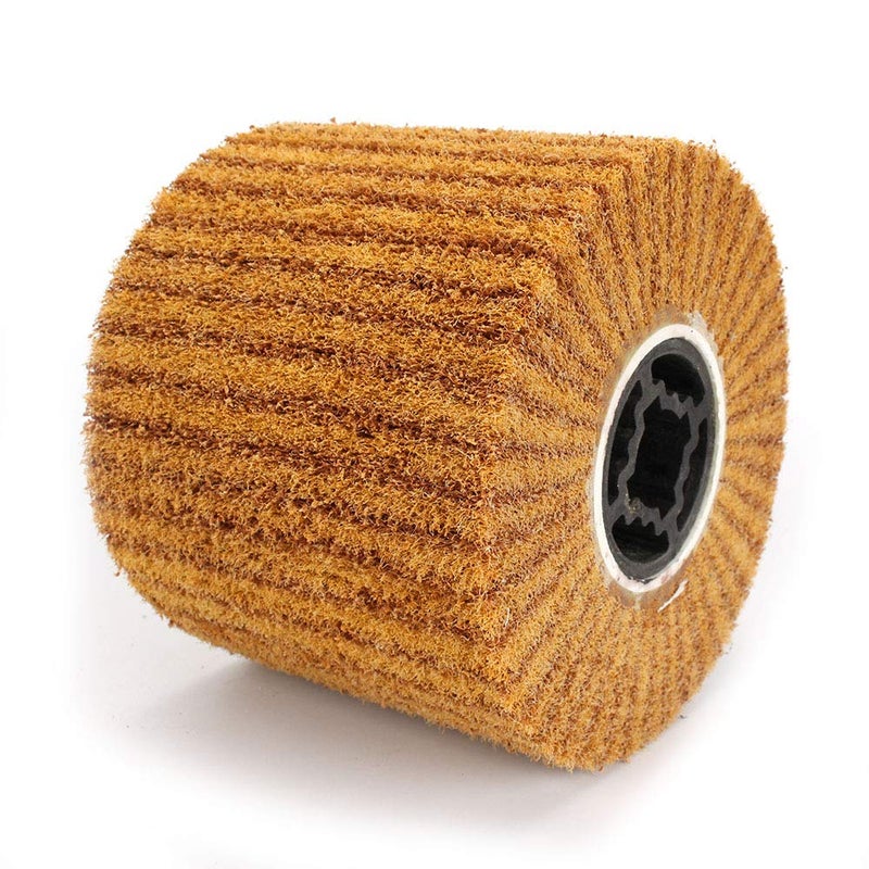 Baisiky 120x100x19mm Non-Woven Abrasive Wire Drawing Polishing Burnishing Wheel Flap Brush for Surface Treatment Stainless Steel, Aluminum, Copper, and More - 120 Grit - Image 1