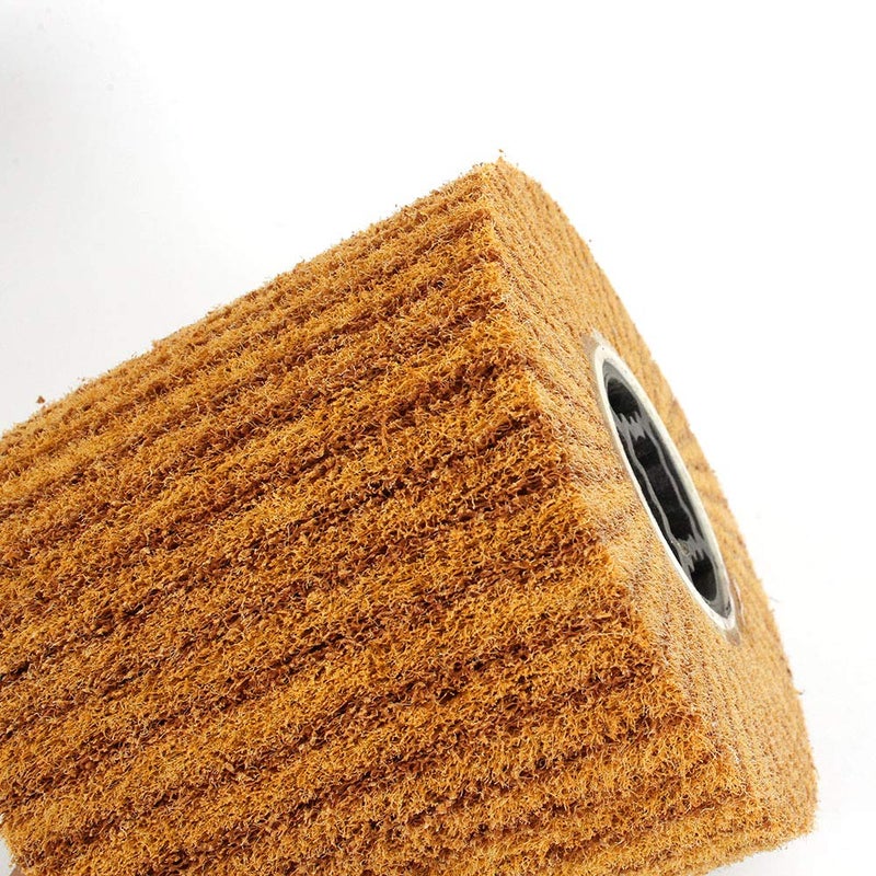 Baisiky 120x100x19mm Non-Woven Abrasive Wire Drawing Polishing Burnishing Wheel Flap Brush for Surface Treatment Stainless Steel, Aluminum, Copper, and More - 120 Grit - Image 3