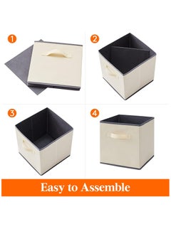 Arabest 6 Pack Collapsible Storage Bins, Fabric Bins with Handles, Large Capacity Storage Cubes for Books Toys Clothes and Sundries(Beige)  - Image 5
