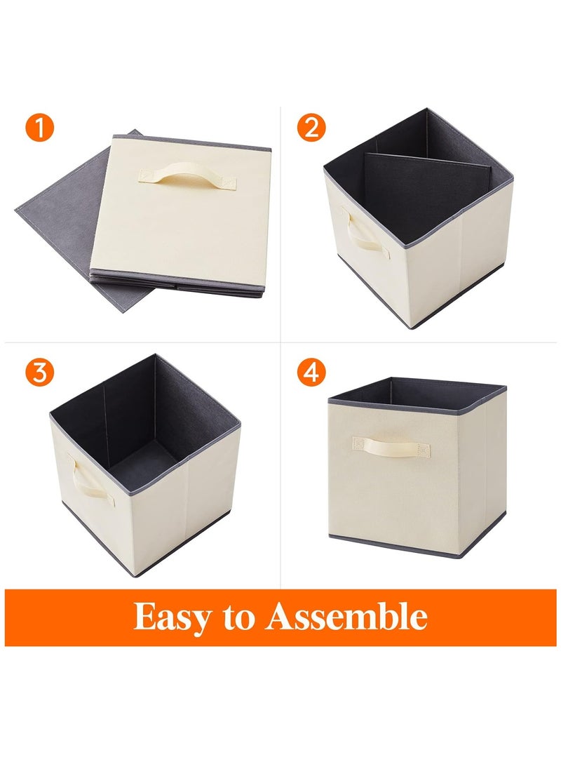 Arabest 6 Pack Collapsible Storage Bins, Fabric Bins with Handles, Large Capacity Storage Cubes for Books Toys Clothes and Sundries(Beige)  - Image 5