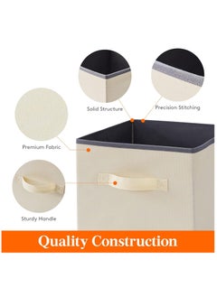 Arabest 6 Pack Collapsible Storage Bins, Fabric Bins with Handles, Large Capacity Storage Cubes for Books Toys Clothes and Sundries(Beige)  - Image 4
