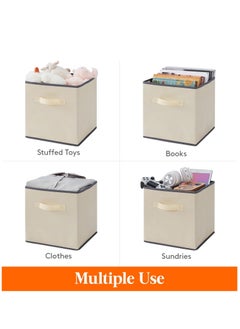 Arabest 6 Pack Collapsible Storage Bins, Fabric Bins with Handles, Large Capacity Storage Cubes for Books Toys Clothes and Sundries(Beige)  - Image 2