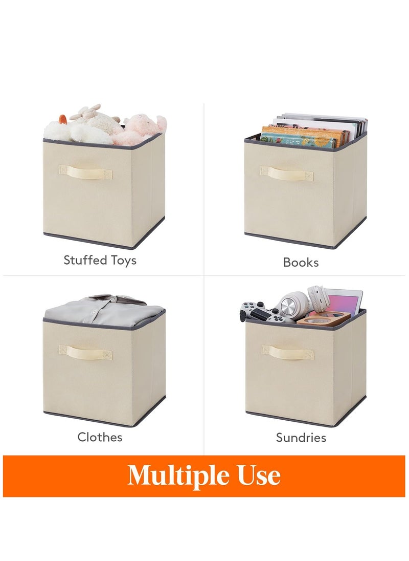 Arabest 6 Pack Collapsible Storage Bins, Fabric Bins with Handles, Large Capacity Storage Cubes for Books Toys Clothes and Sundries(Beige)  - Image 2