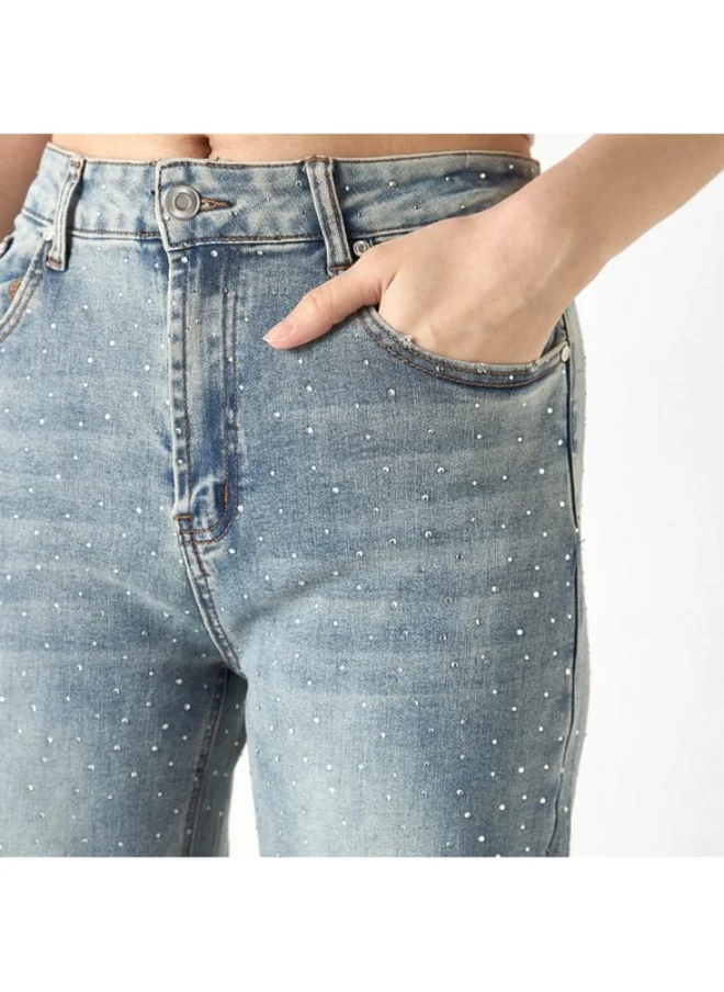 2Xtremz 2Xtremz Studded Wide Leg Jeans with Pockets
