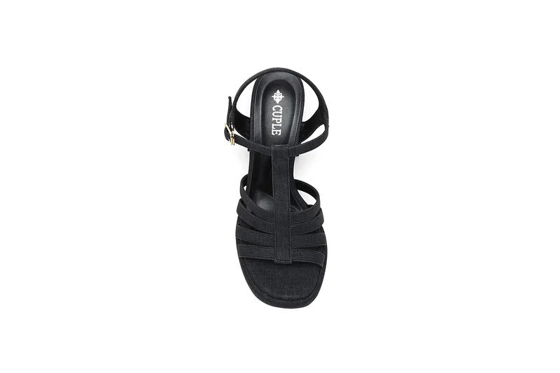 Cuple strappy block heel sandal with adjustable ankle strap