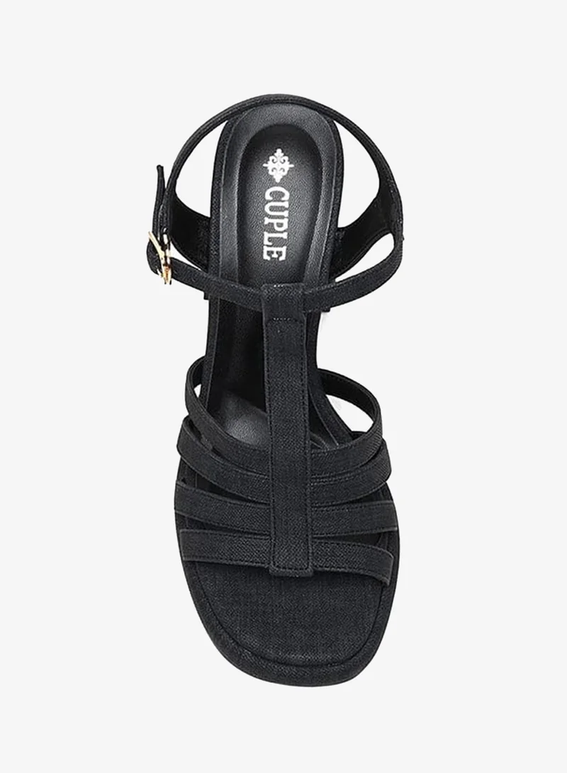 Cuple  strappy block heel sandal with adjustable ankle strap for Women | Best Price UAE