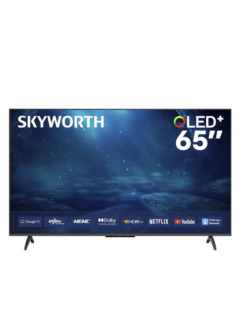 سكاي ورث تلفزيون ذكي 65 بوصة 4K QLED+، وضع الحماية للعين، نظام Google TV، ميزة العثور على الريموت، دعم للذكاء الاصطناعي، وضع الألعاب، 120 هرتز وتقنيات Dolby Vision وDolby Atmos وHDR10+، 2025، ضمان سنتين، موديل 65Q6820H، أسود 65Q6820H - Image 1