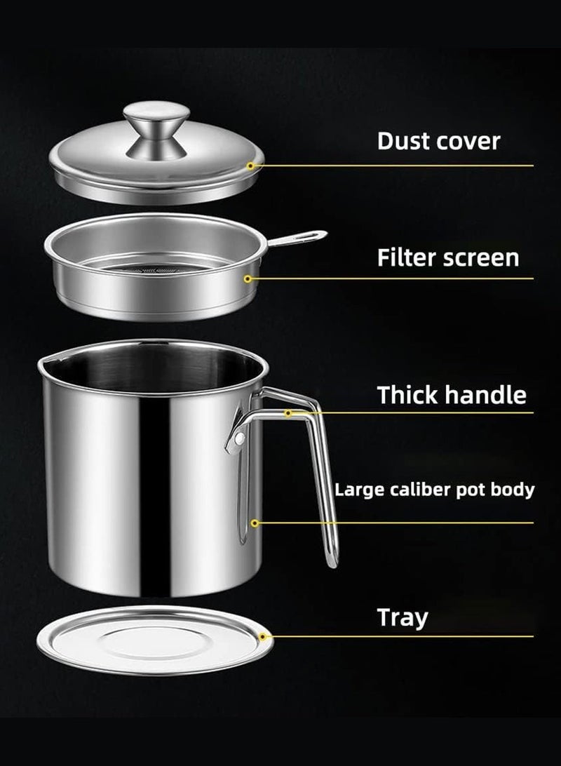 LOOPITYS 1.3L/2L Oil Filter Pot for Household Use - Large Capacity Kitchen Storage - Image 1