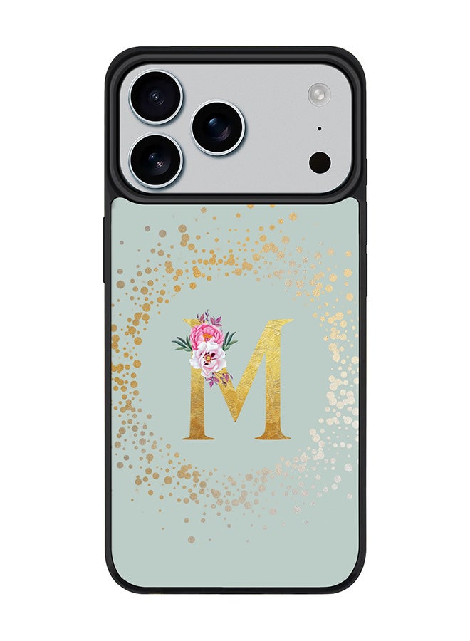 Stylizedd iPhone 17 Pro Max Case, [Compatible with MagSafe] Slim Magnetic cover Phone Case iPhone 17 Pro Max -Custom Monogram Floral - M  (Light Grey ) - Image 1