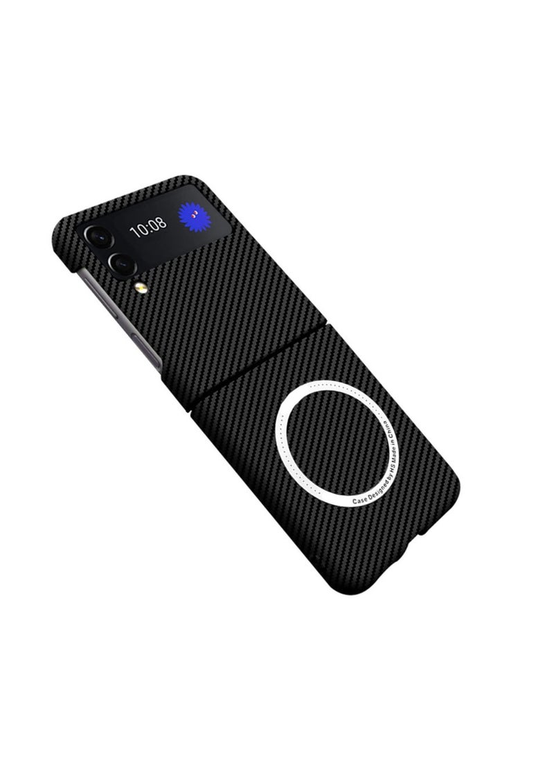 Aookay - Case for Samsung Galaxy Z Flip 3 Case Compatible with Magsafe Charger, Carbon Fiber Pattern Slim Shockproof Anti-Drop Case for Z Flip 3 ,No Front Screen Protector (Black) - Image 1