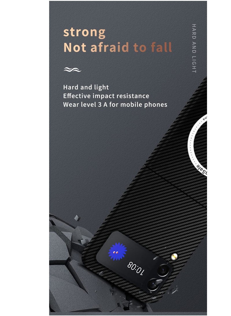 Aookay - Case for Samsung Galaxy Z Flip 3 Case Compatible with Magsafe Charger, Carbon Fiber Pattern Slim Shockproof Anti-Drop Case for Z Flip 3 ,No Front Screen Protector (Black) - Image 1