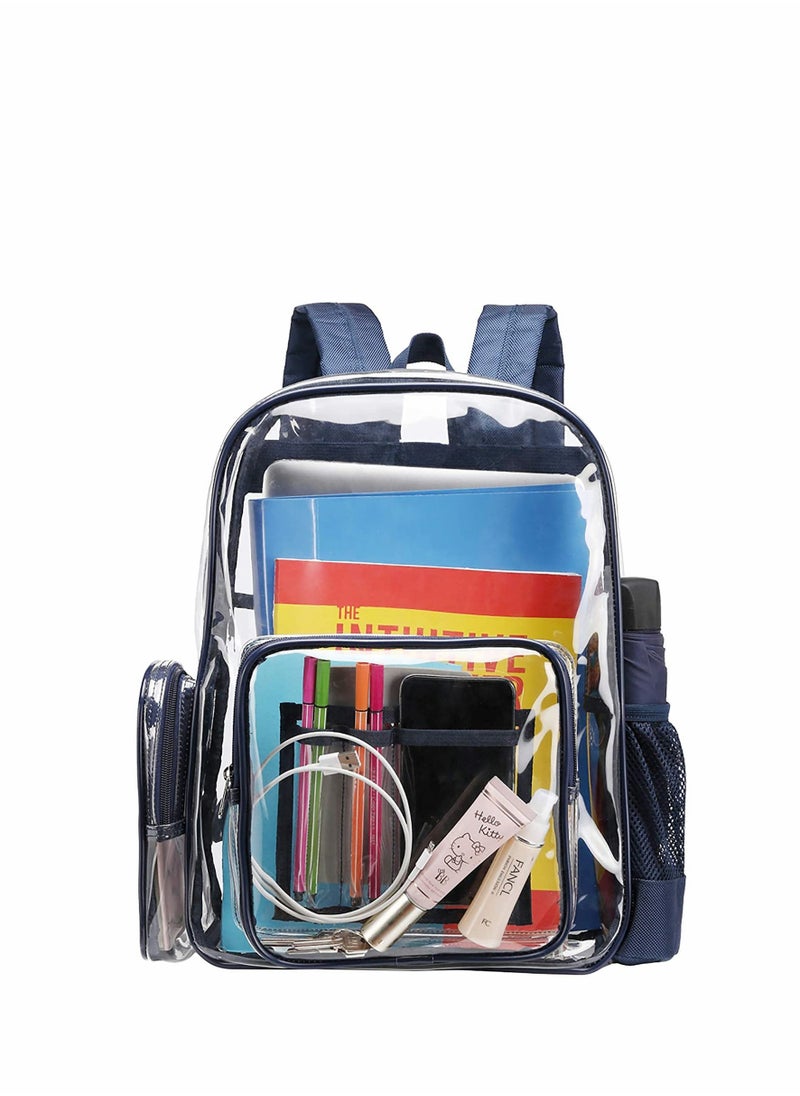 KASTWAVE - Transparent Backpack, Heavy-Duty PVC Transparent Bag, With Laptop Compartment, Waterproof Transparent Backpack, Suitable For School, Work, Safety (Dark Blue) - Image 1