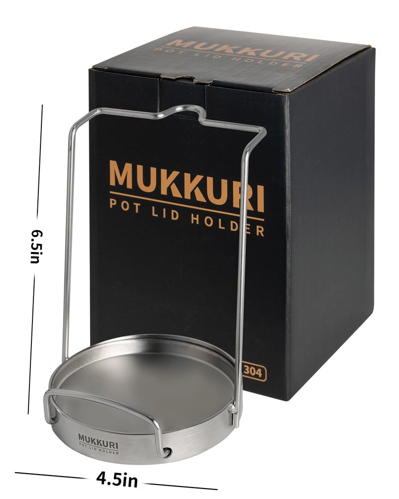 Mukkuri وعاء غطاء منظم غطاء وعاء حامل 304 وعاء من الفولاذ المقاوم للصدأ غطاء حامل وملعقة بقية حامل لوح التقطيع غطاء وعاء رف لأدوات المطبخ (فضي) - Image 4