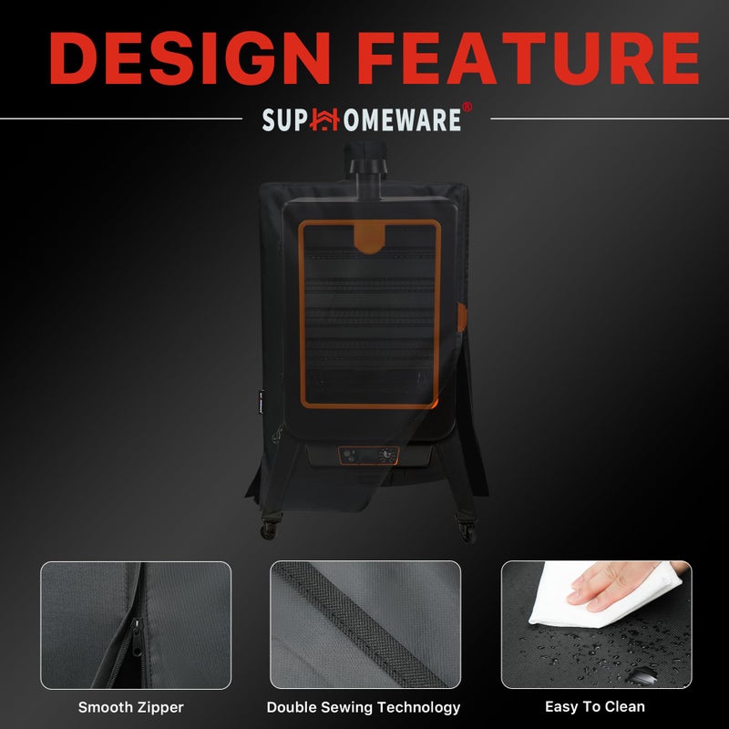 Suphomeware Ventical Pellet Smoker Cover for Pit Boss 4/5 Seriesï¼ŒPBV4PS1ï¼ŒPBV5PW1ï¼ŒPBV4PS2, 600D Black Waterproof Grill Cover with Speacial Zipper Design. - Image 5