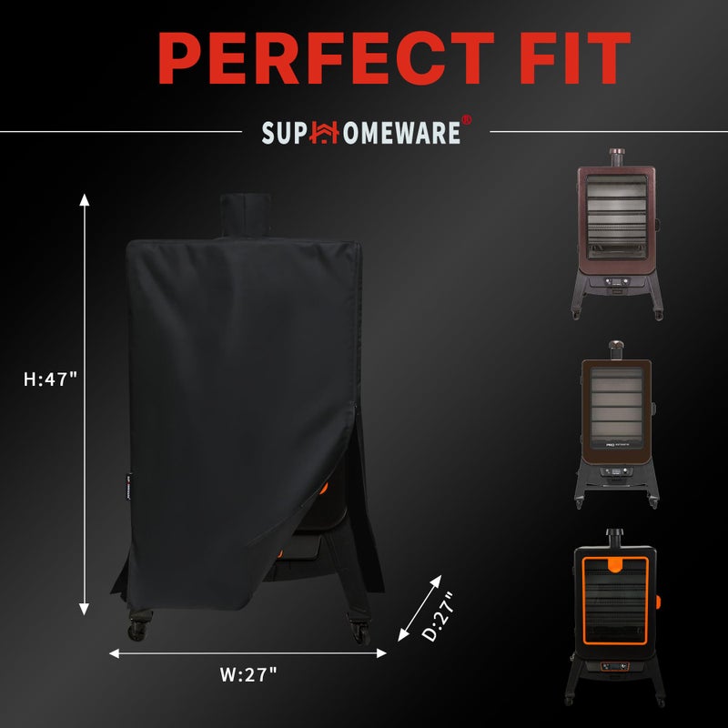 Suphomeware Ventical Pellet Smoker Cover for Pit Boss 4/5 Seriesï¼ŒPBV4PS1ï¼ŒPBV5PW1ï¼ŒPBV4PS2, 600D Black Waterproof Grill Cover with Speacial Zipper Design. - Image 2