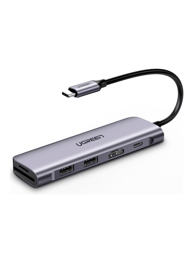 CM195-70411 USB-C to 2 ports USB3.0-A HUB HDMI TF SD With PD Power SuppLY space grey