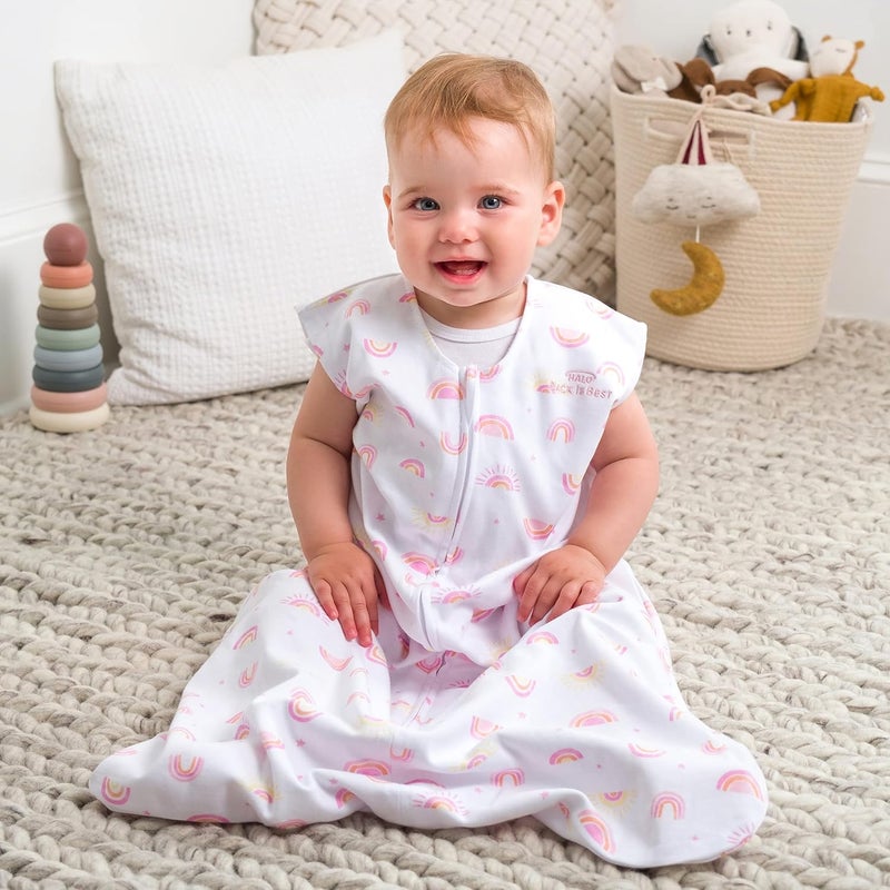 HALO® SleepSack® Sleeping Bag, 0.5 TOG 100% Cotton, Newborn Baby, Unisex for Boys and Girls, 0-6 Months, Sunshine Rainbows - Image 4